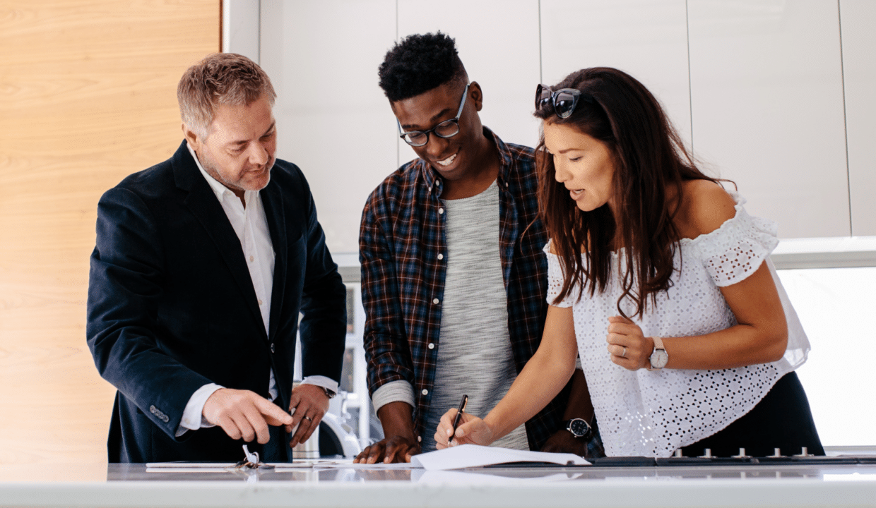 Couple reviewing mortgage paperwork
