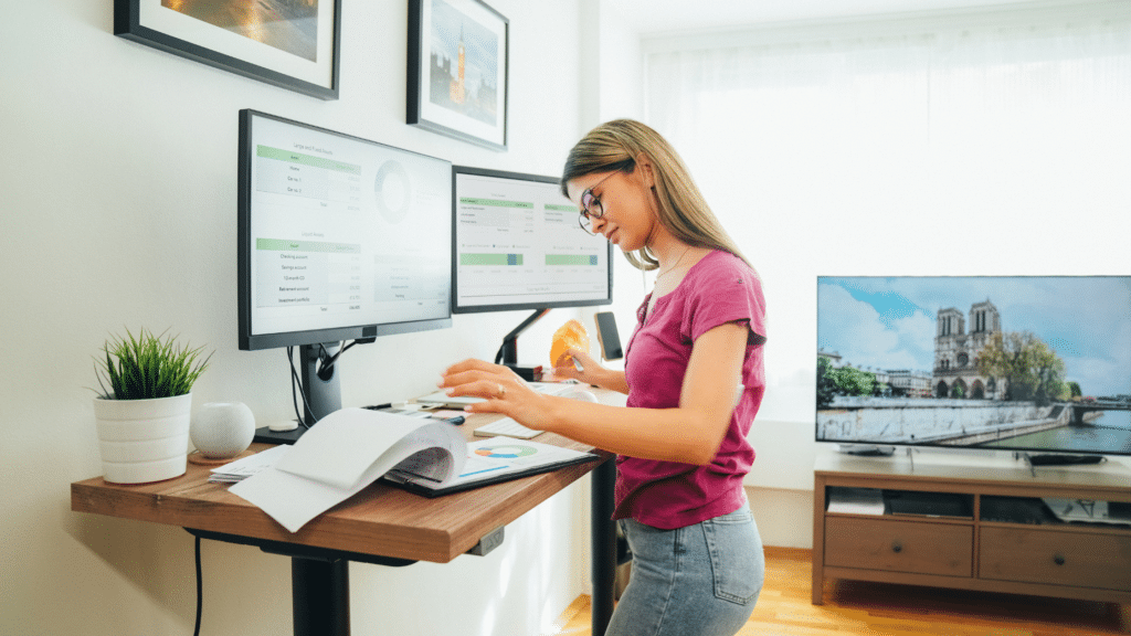 Standing desk home office setup