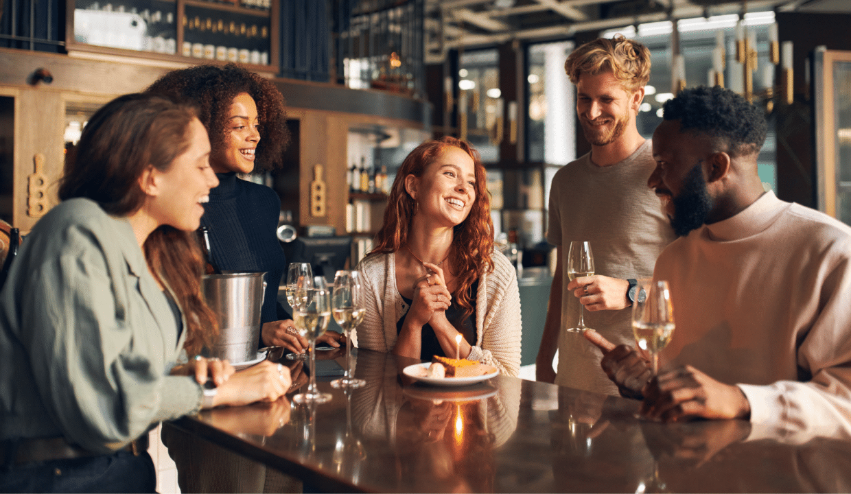 Friends dining at a restaurant together