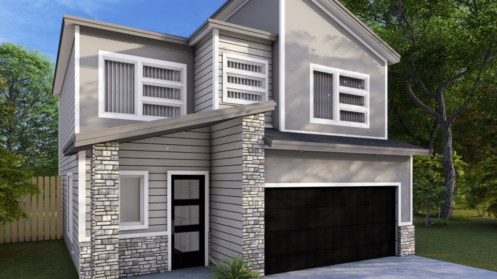 Home exterior with mixed media